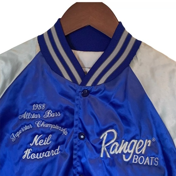 Vintage 1988 Ranger Boats Flippin Arkansas Satin Bomber Lined Jacket Neil Howard - Picture 3 of 8